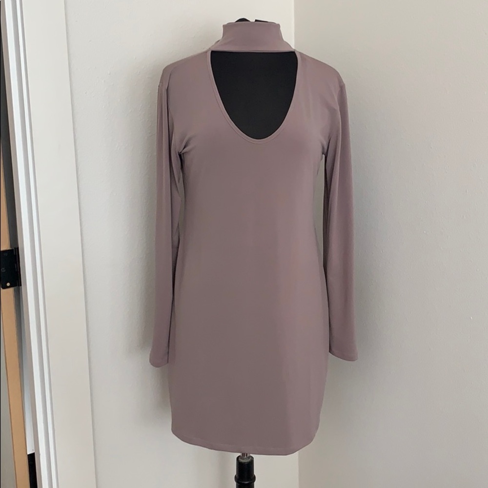 Motel Lavender Bodycon Dress With Chocker